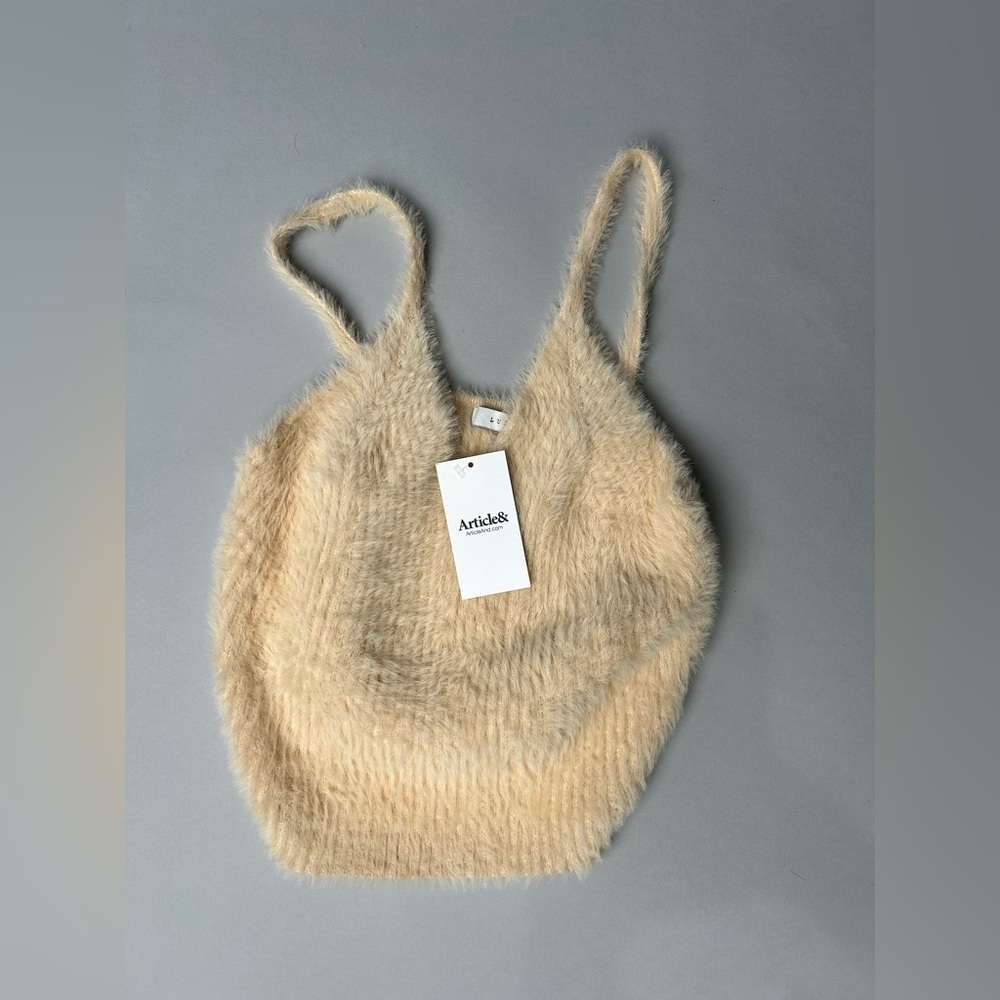 Medium, Lush Brand Cream Fuzzy Tank Top